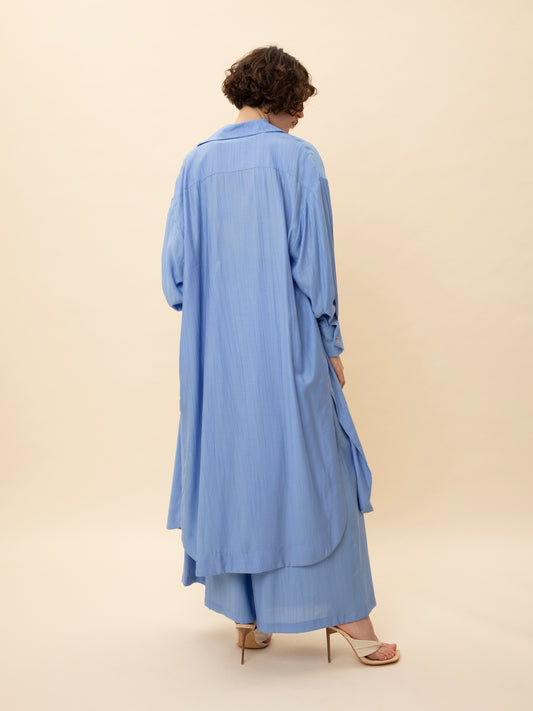 LONG-SLEEVE SHIRT DRESS LIGHT BLUE