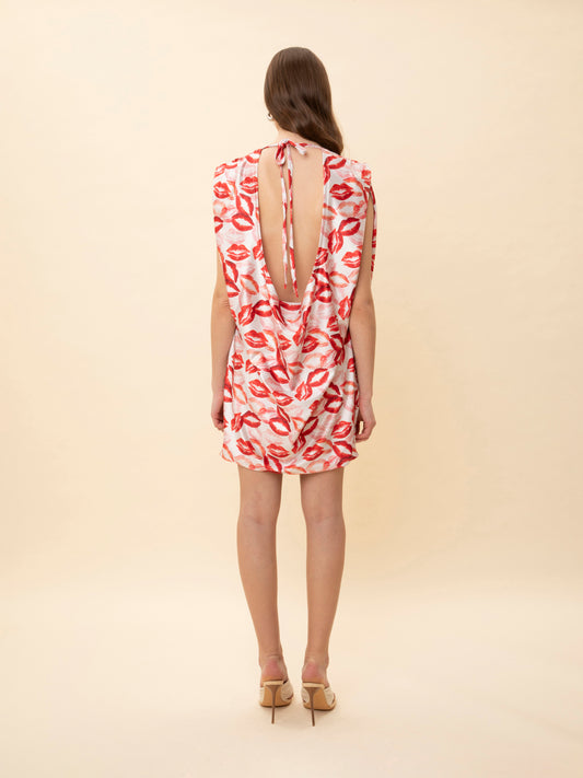 DRAPE JERSEY MINI DRESS KISSES