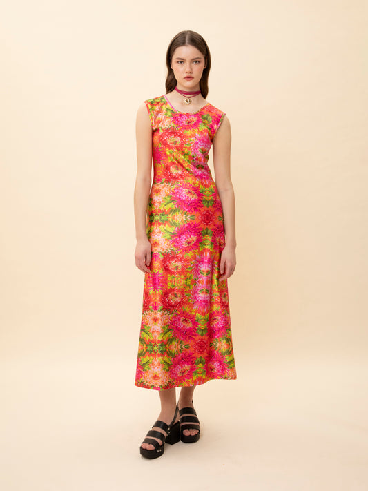 OPEN-BACK JERSEY DRESS FLORAL
