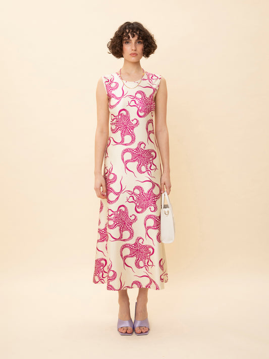 OPEN-BACK JERSEY DRESS OCTOPUS