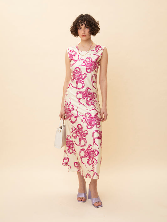 OPEN-BACK JERSEY DRESS OCTOPUS