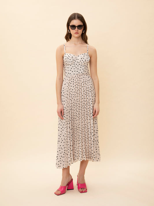 BUSTIER PLEATED DRESS KARPOUZI IVORY