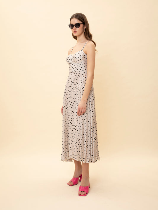 BUSTIER PLEATED DRESS KARPOUZI IVORY