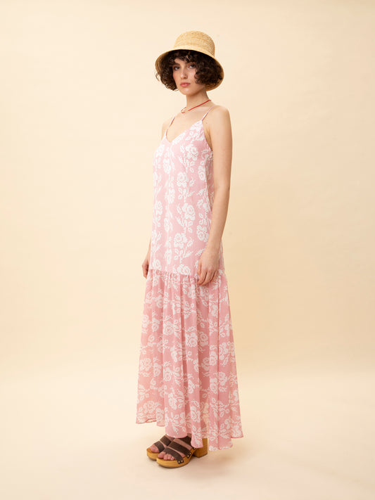 TIERED SLIP DRESS KOURTINAKI PINK