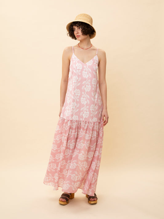 TIERED SLIP DRESS KOURTINAKI PINK