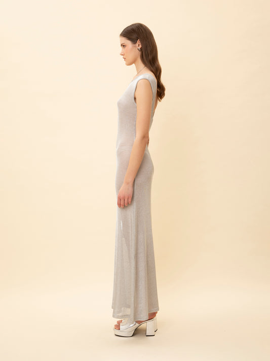 SILVER MESH MAXI DRESS