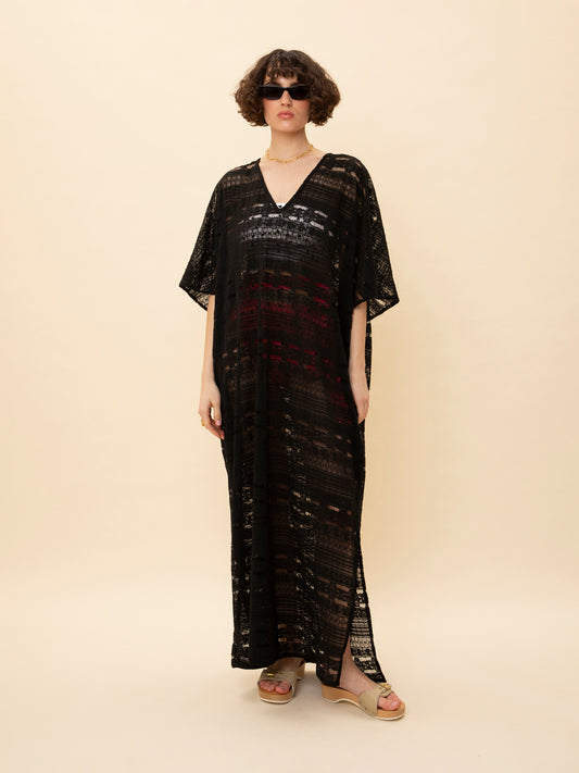 LACE KAFTAN DRESS BLACK