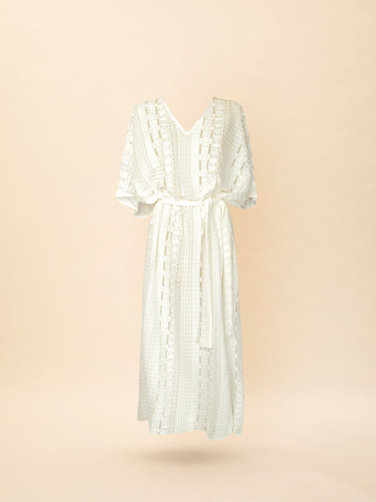 LACE KAFTAN DRESS WHITE