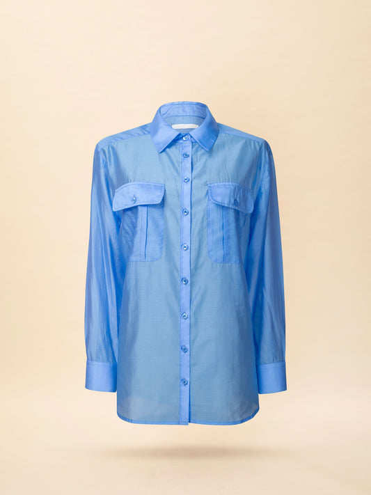 LONG-SLEEVE CHIFFON SHIRT SKY BLUE