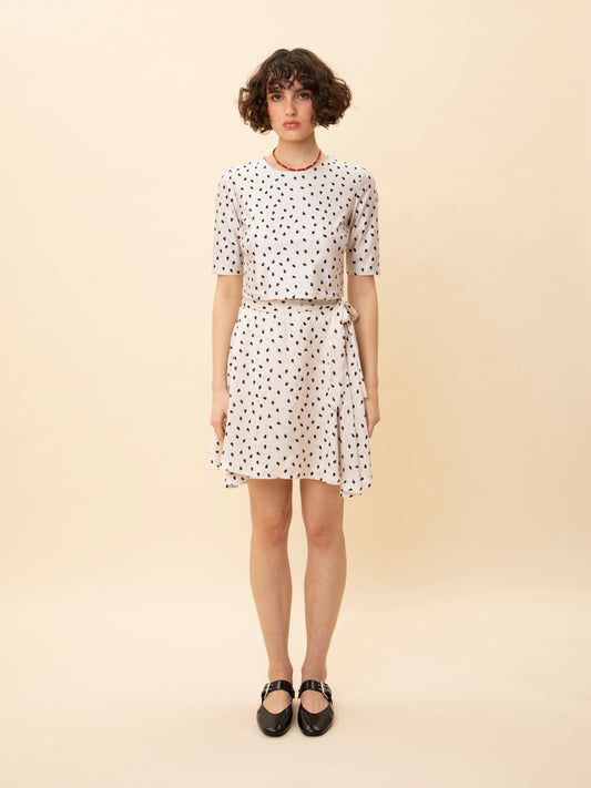 SHORT-SLEEVE CROP TOP KARPOUZI IVORY