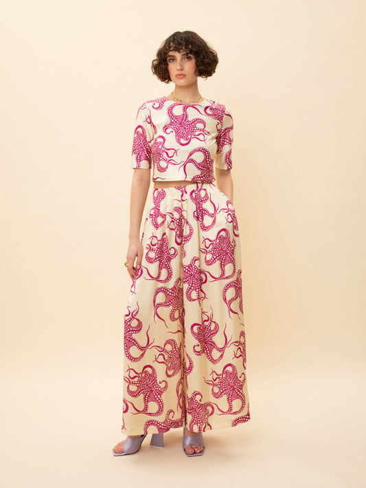 SHORT-SLEEVE CROP TOP OCTOPUS