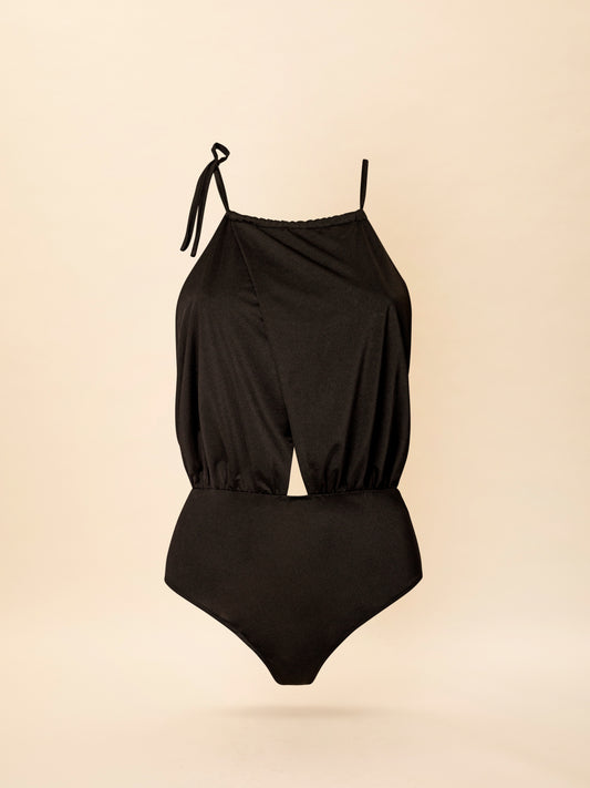 HALTERNECK JERSEY BODYSUIT BLACK