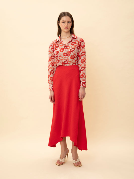 LONG-SLEEVE CHIFFON SHIRT KISSES