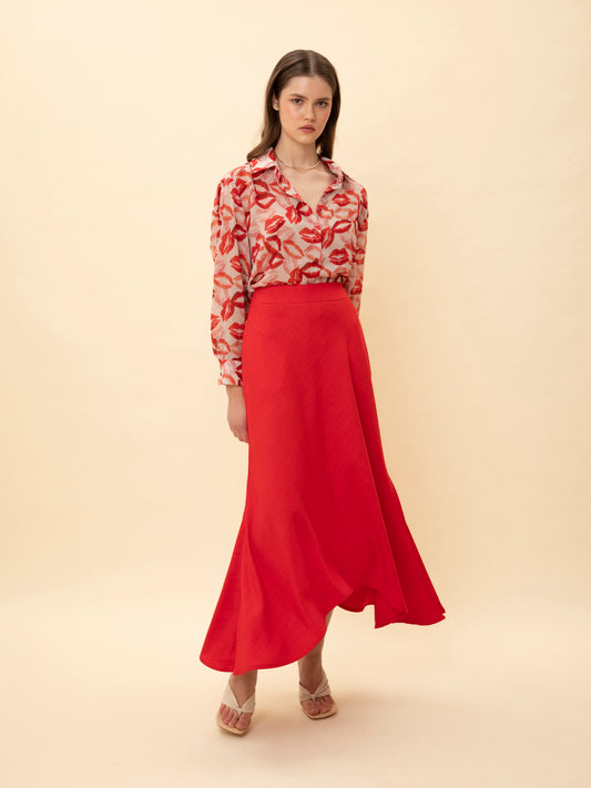 LONG-SLEEVE CHIFFON SHIRT KISSES