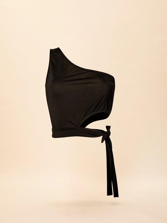 ONE-SHOULDER TOP BLACK