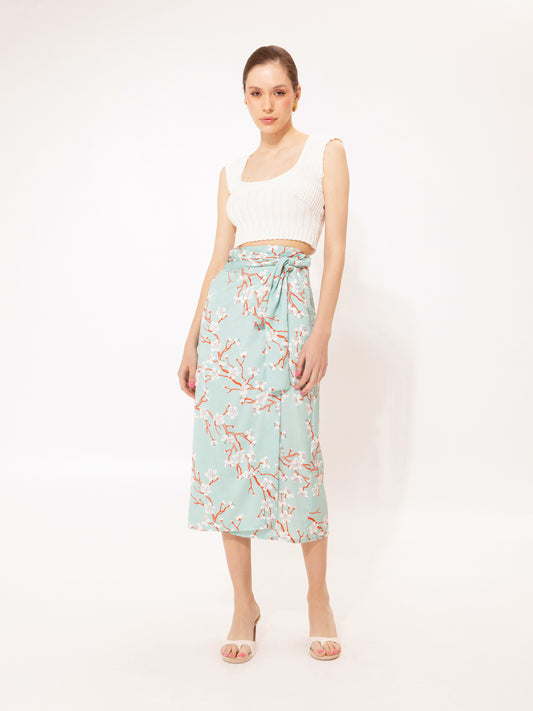WRAP MIDI SKIRT AMIGDALIA TEAL