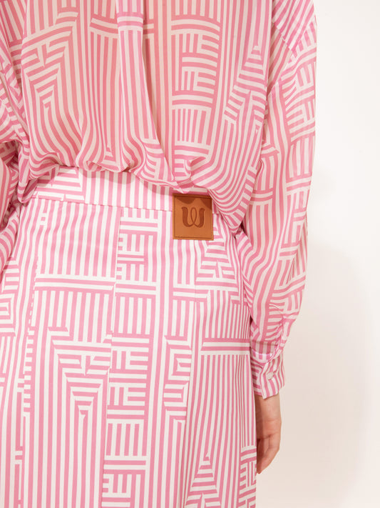 STRAIGHT-LINE MIDI SKIRT LOGO STRIPES