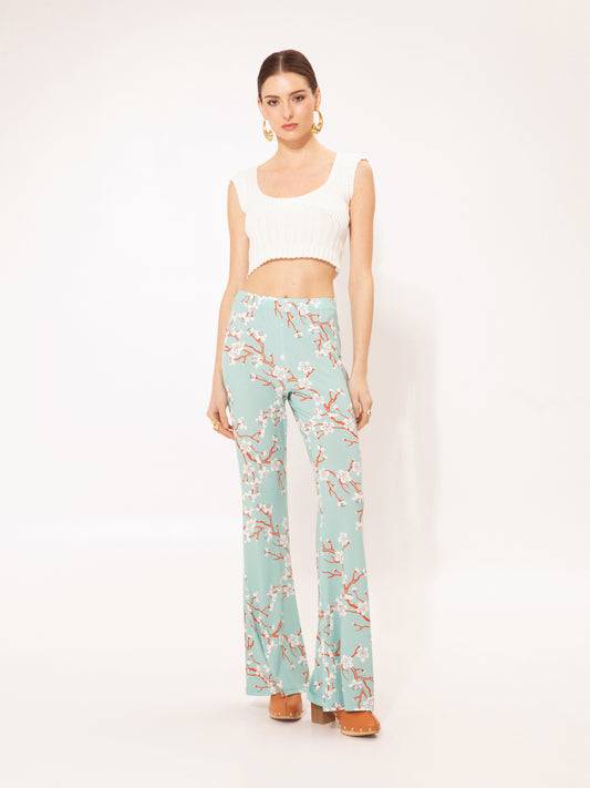 FLARED JERSEY PANTS AMIGDALIA TEAL