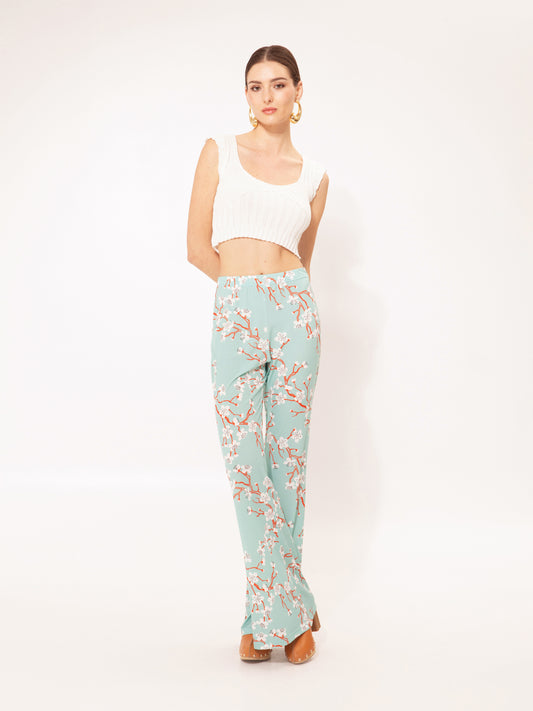 FLARED JERSEY PANTS AMIGDALIA TEAL