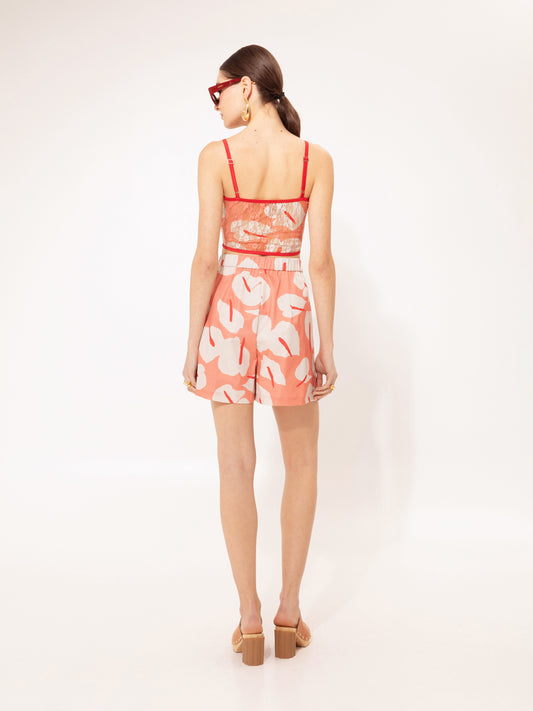 PLEATED SHORTS ANTHURIUM PEACH