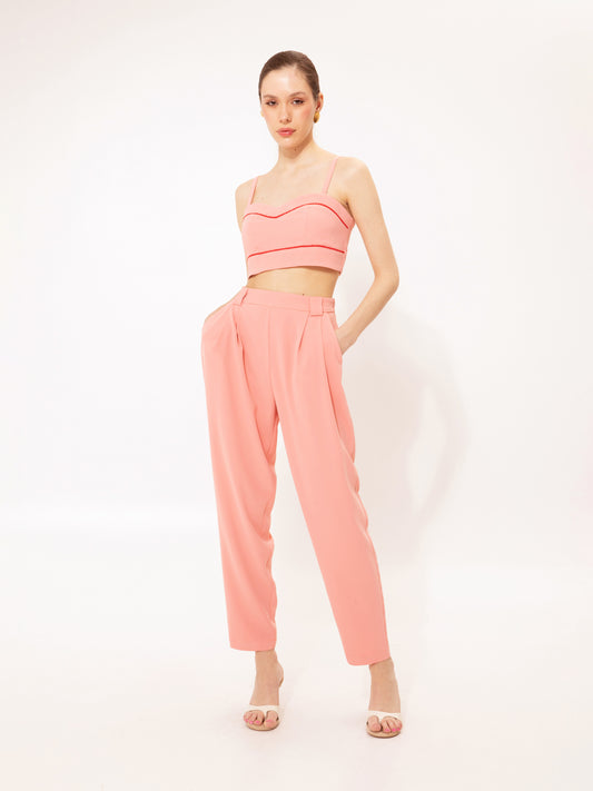 PLEATED CROPPED PANTS CORAL