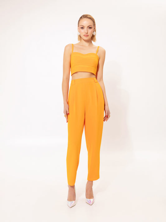 PLEATED CROPPED PANTS ORANGE