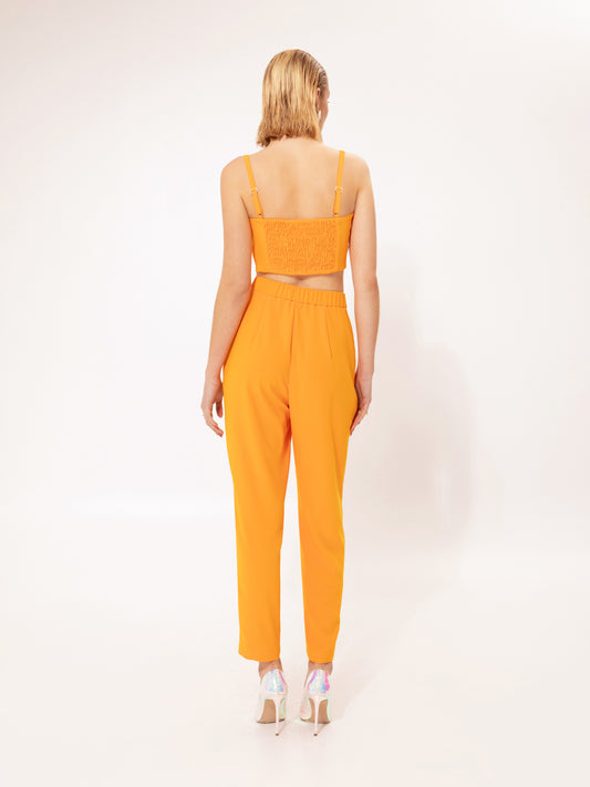PLEATED CROPPED PANTS ORANGE