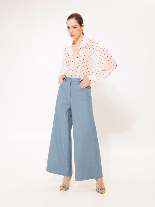 WIDE-LEG DENIM PANTS BLUE