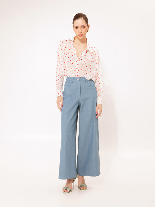 WIDE-LEG DENIM PANTS BLUE