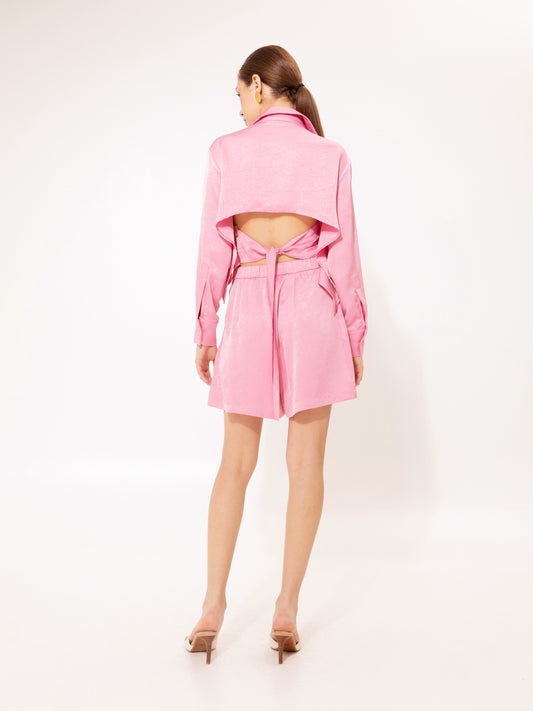 PLEATED SATIN SHORTS PINK