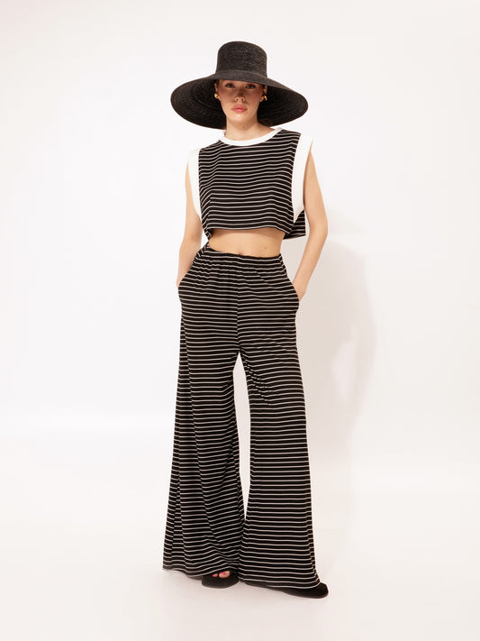 SWEATPANTS STRIPED B&W