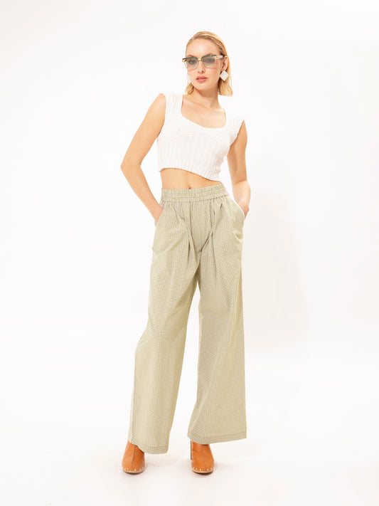 CHECKED PANTS LIME