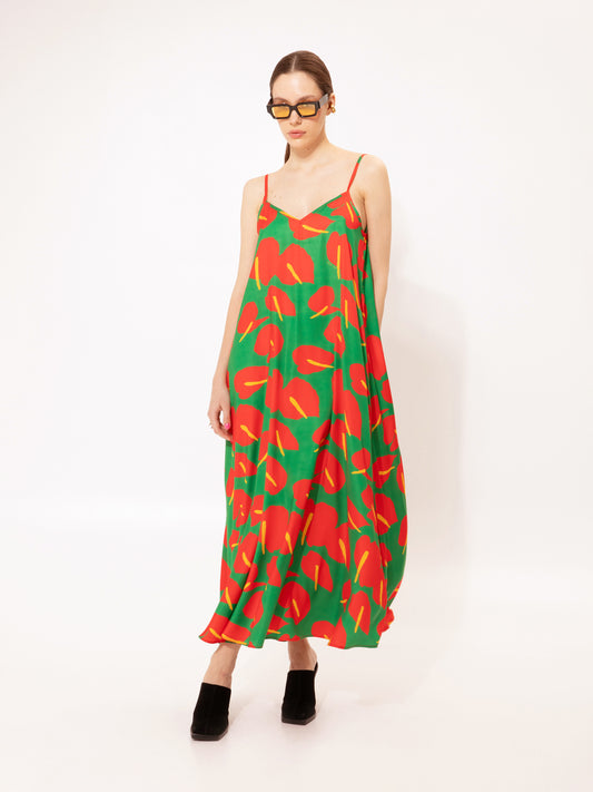 A-LINE MAXI DRESS ANTHURIUM GREEN