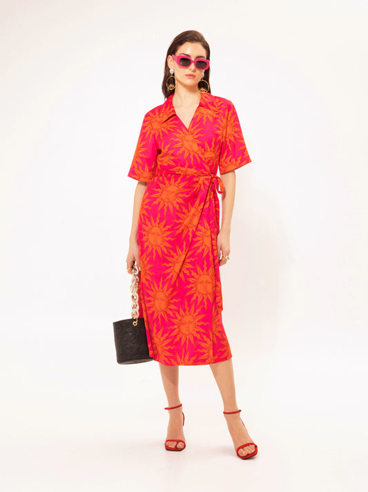 WRAP MIDI DRESS SUNS
