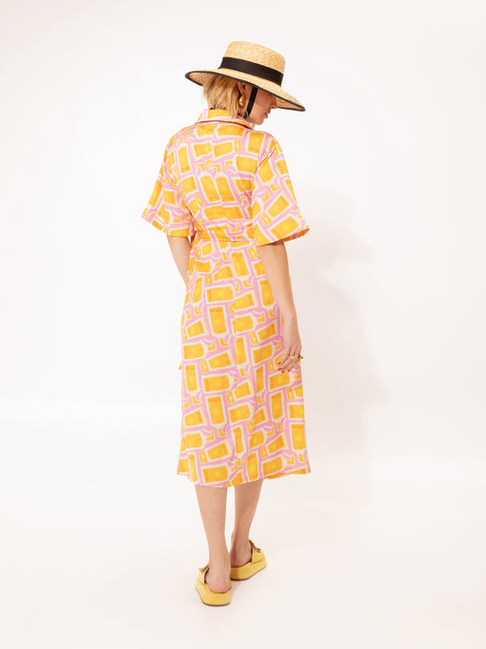 WRAP MIDI DRESS SUNSCREEN