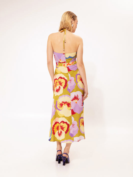 Draped Bust Maxi Dress Anthurium Green
