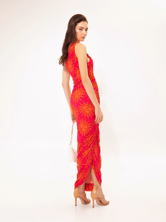 ONE-SHOULDER JERSEY MAXI DRESS SUNS