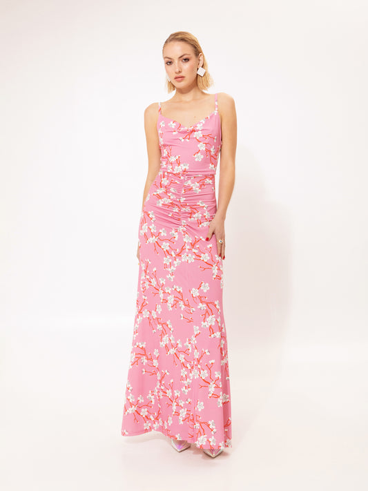Draped Bust Maxi Dress Anthurium Green