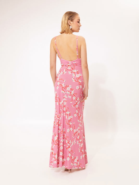 Draped Bust Maxi Dress Anthurium Green