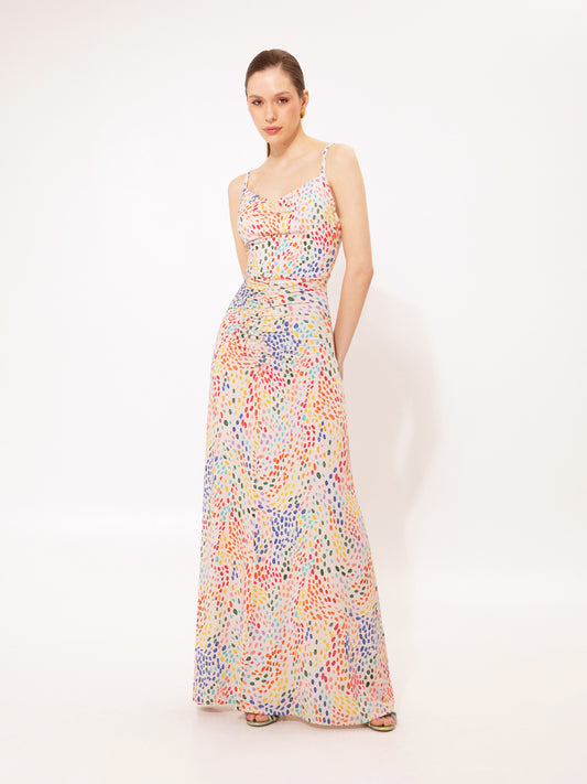 Draped Bust Maxi Dress Anthurium Green