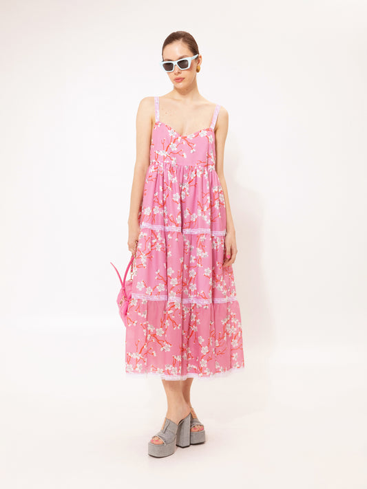 Draped Bust Maxi Dress Anthurium Green