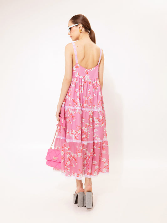Draped Bust Maxi Dress Anthurium Green