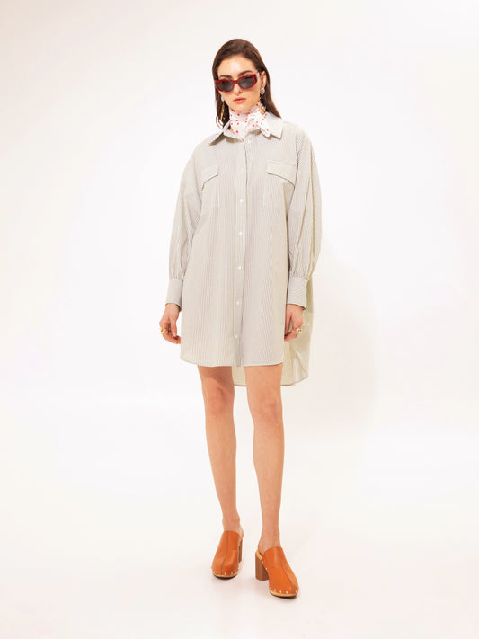 SHIRT-DRESS STRIPES LIME