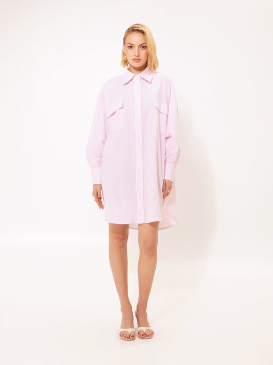 SHIRT-DRESS STRIPES PINK