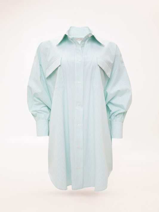 SHIRT-DRESS STRIPES TEAL