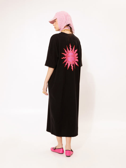 OVERSIZED T-SHIRT-DRESS SUN BLACK