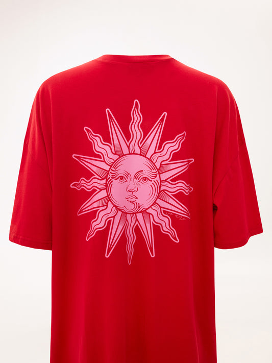 OVERSIZED T-SHIRT-DRESS SUN RED