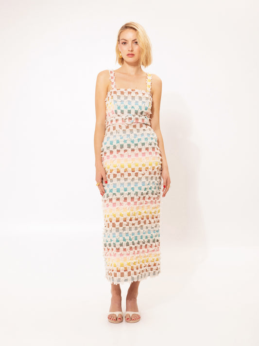 Pencil Midi Dress Logo Stripes