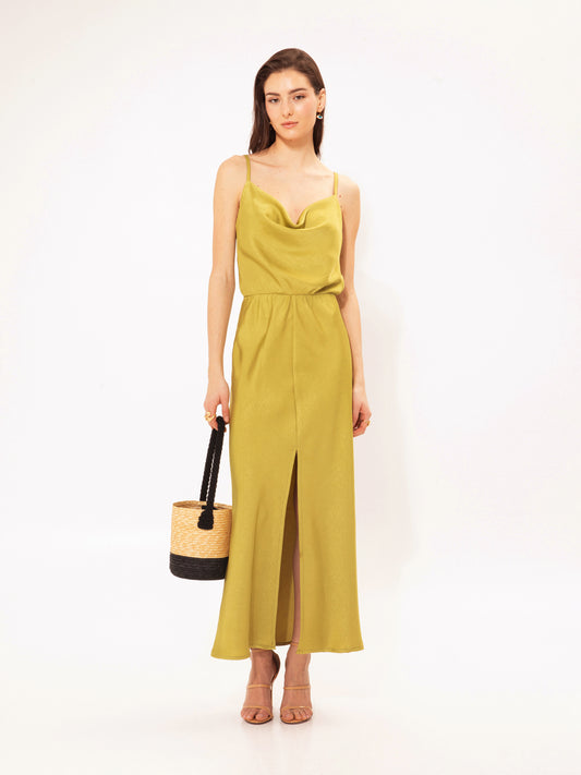 Draped Bust Maxi Dress Anthurium Green