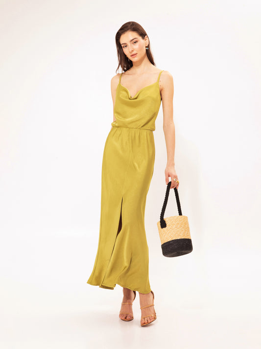 Draped Bust Maxi Dress Anthurium Green